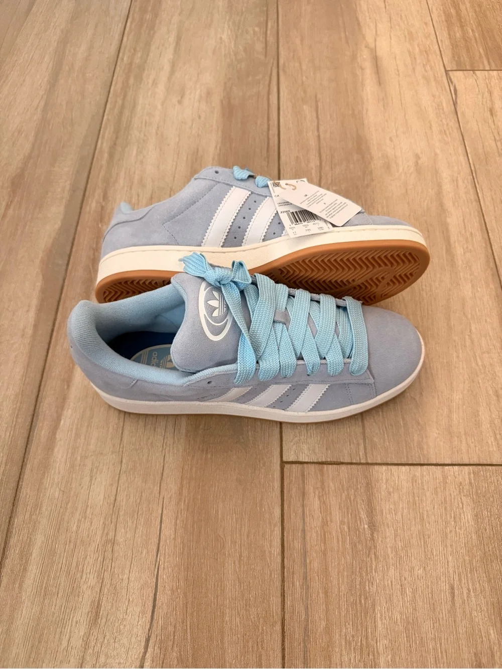 adidas campus 00 Light Blue Suede Low-Top Sneakers with White Stripes